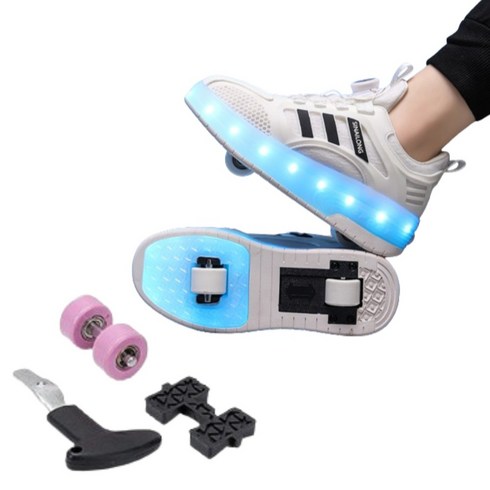 [LED] 바퀴신발 롤러슈즈 스케이트 운동화, 화이트