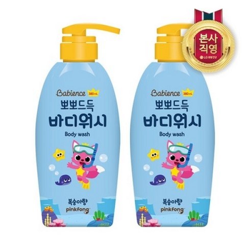 LG생활건강 베비언스 핑크퐁 바디워시 380ml (복숭아향) X 2개