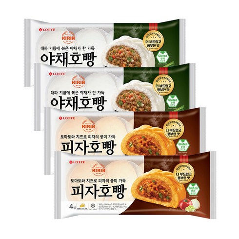 기린호빵 야채호빵(4입) X2봉 + 피자호빵(4입) X2봉, 1세트