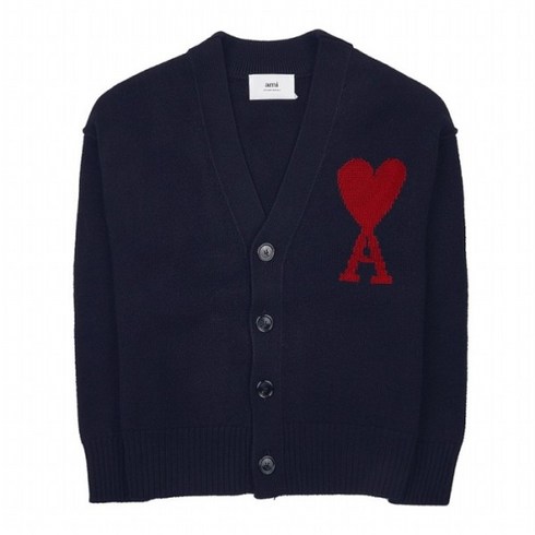 [아미] [라벨루쏘] 공용 빅 하트 로고 울 가디건 UKC006 018 4005