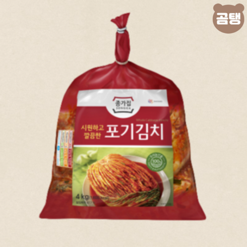 종가집김치 포기김치 4kg 우리농산물 깔끔하고 시원한 맛, 1개