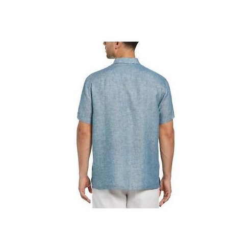 Cubavera Classic Two-Tone Linen Shirt Classic Fit Blue
