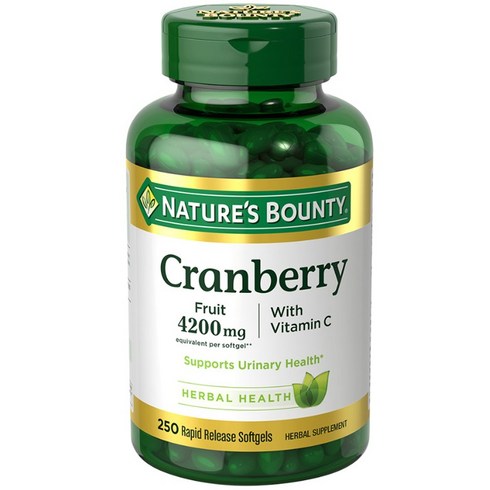 2023년 가성비 최고 naturesmelody - 네이쳐스바운티 크랜베리 프룻 4200mg 래피드 릴리즈 소프트젤, 1개, 250정