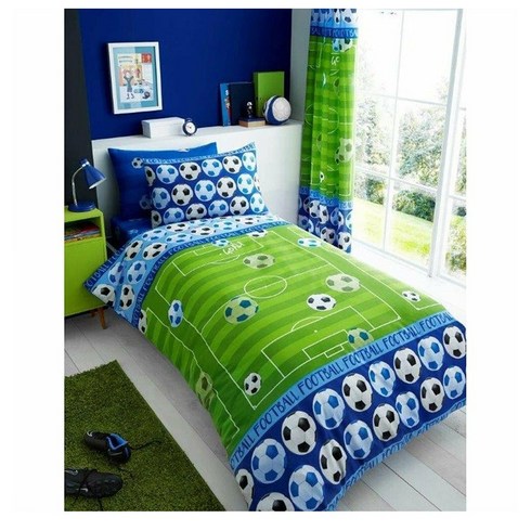 축구공 패턴 양면 이불&베개 커버 세트 그린블루 137X201cm T&A Football Single Cover Pillowcase Set