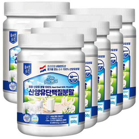 올바른습관 리얼 산양유 단백질 분말 100%, 6개, 500g