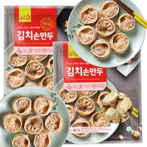 동이손만두밀키트 - 국내산 냉동 돼지 김치손만두 440g 떡국 라면 만두국 만두전골 간식 밀키트 간편조리식품, 4개