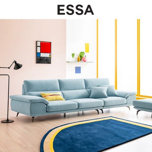 2023년 가성비 최고 에싸소파 - [에싸] 루카스 4인 리브 패브릭 소파+스툴, 스윗핑크, 스윗핑크