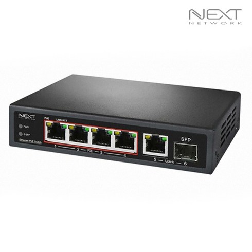 넥스트 4포트 기가비트 스위칭허브 65W, NEXT-POE7006SFP-TP