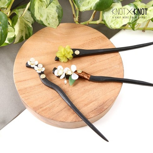 [KNOTXKNOT] 추석 명절 글래스 앤 자개 우드 비녀 3종 세트