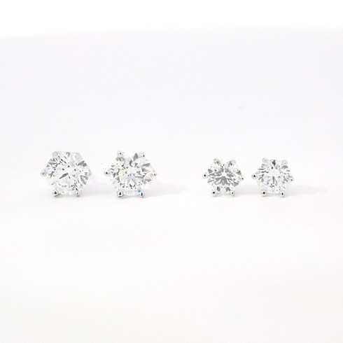 삼성금거래소 18K 랩그로운 다이아몬드 1.9캐럿 플라워 목걸이 - 랩그로운 다이아몬드 플랫 프롱 6발 다이아몬드 귀걸이 14k