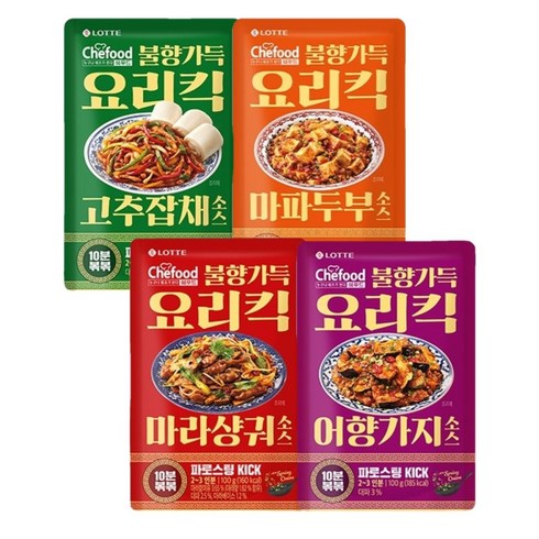 롯데 쉐푸드 요리킥 중화소스 4종 (각 1개), 1세트, 400g
