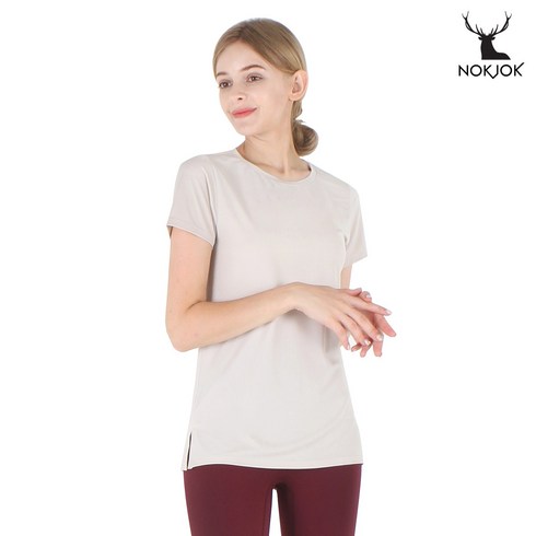 녹족 여성용 엠버 요가 필라테스 반팔 티셔츠