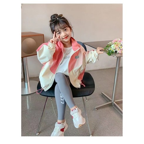 에이치제이 여아 핑크 바람막이 윈드점퍼 집업 바람막이