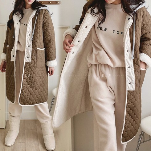 2023년 가성비 최고 뽀글이 롱점퍼 - 8750 (국내산) 양면 롱 패딩 후드 점퍼 양털 후리스 뽀글이 잠바 ~77 여성 가을 겨울 간절기 출퇴근 오피스