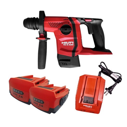 힐티 22V 2.6Ah 충전 함마드릴 TE6-A22 세트 (베어툴+배터리2+충전기)