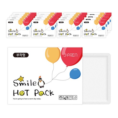 2023년 가성비 최고 핫팩리빙제이 - 제이프랜 스마일 붙이는 핫팩 50g 부착형 스키 썰매, 20개