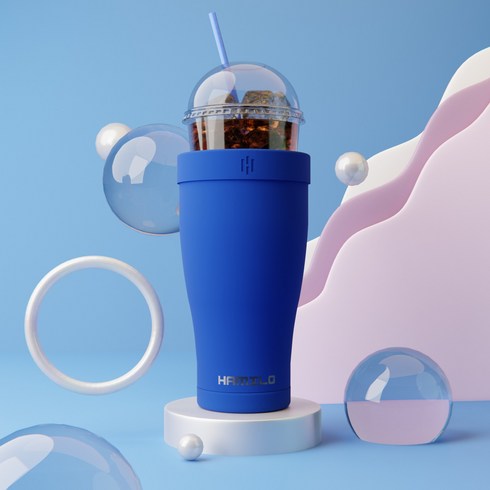해밀로 아이스커피 텀블러 얼죽아 텀블러 900ml 스텐 보온 보냉 대형 대용량, 네이비, 1개