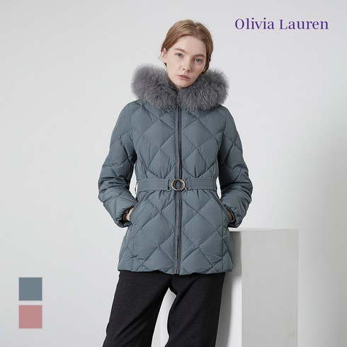 올리비아로렌 여성용 폭스퍼 탈부착 중기장다운 VOCKDYWA436