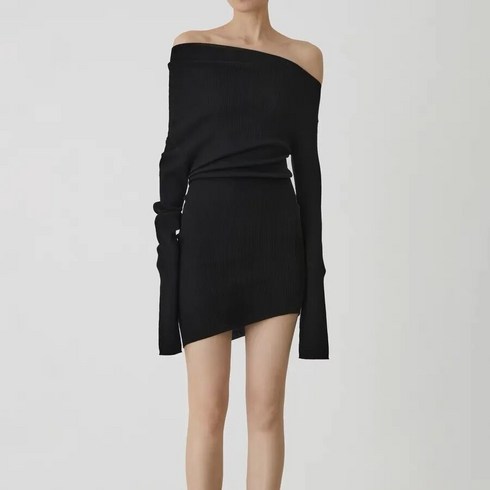 피겨복 피겨드레스 피겨스케이트옷 여성 원넥 니트 니치 유행, 없음, 3.Black - S