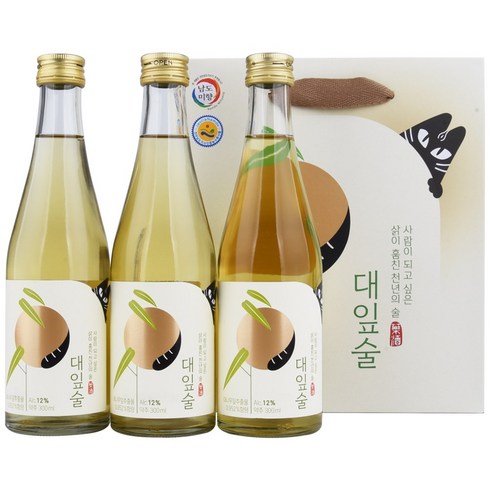 술픽 추성고을 대잎술유리병3병입세트 12도 900ml, 1세트