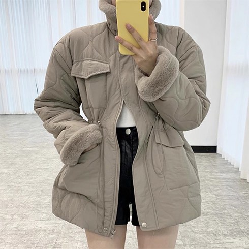 발리걸 전체안감 밍크 누빔 퀄팅 하이넥 점퍼