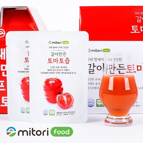 해썹인증 먹기좋게 갈아만든 국내산 100% 토마토즙, 100ml, 50개