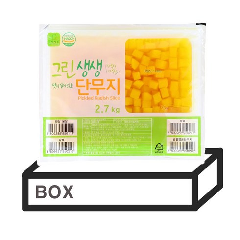 [박스할인특가/용량up] 그린생생 깍둑단무지 2.7kg 4개 1박스 업소용단무지, 1개