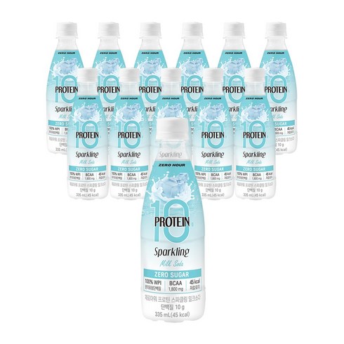 제로아워 프로틴 무설탕 스파클링 밀크 소다, 335ml, 12개