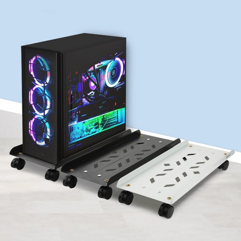 본체받침대판매 - [이동식] 컴퓨터 본체 받침대 PC 데스크탑 거치대 선반 다이, 블랙, 1개