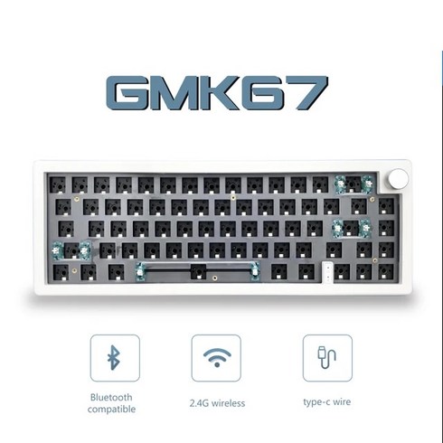 GM67기계식키보드 블루투스 게이밍 65 개스킷 24G 무선 핫 스왑 가능 맞춤형 기계식 키보드 키트 RGB 백라이트 GMK67, 없음, 없음, 1.GMK67 white  no switch, 없음