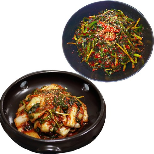 얼갈이김치2kg외12종 - [청솔] 베스트 2종세트 얼갈이 김치 1.5kg+부추김치 1.5kg 전라도 김치, 1.5kg, 2개