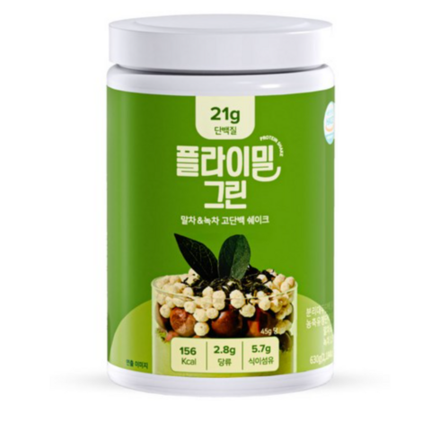 플라이밀쉐이크 - 플라이밀 단백질 쉐이크 대용량 그린 녹차맛, 630g, 1개