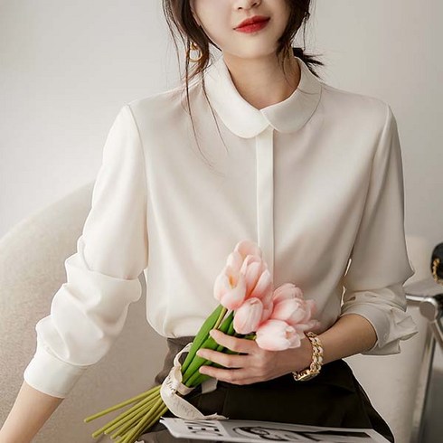 2023년 가성비 최고 크레이프 실키 블라우스 - 스윗트리 둥근카라 실크 블라우스 j0357