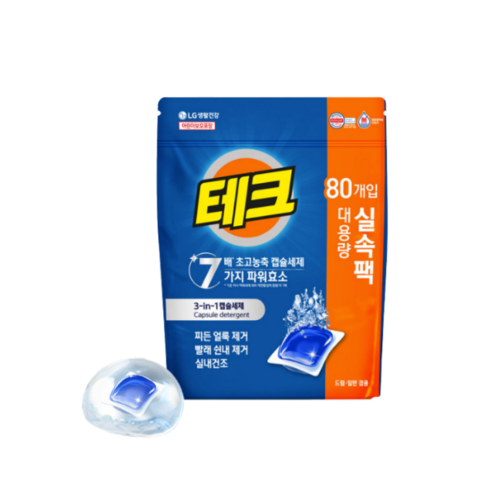 테크 수퍼볼 캡슐세제 리필 80입, 80개, 1개