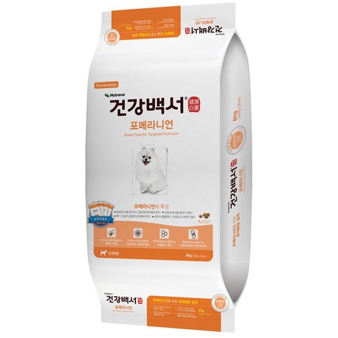 건강백서 전연령 포메라니언 반려견 사료, 6kg, 1개