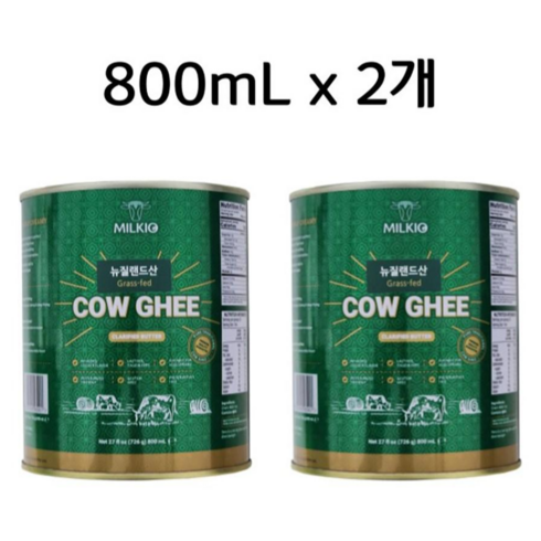 루츠케이버터 - (뉴질랜드) 밀키오 목초사육 기버터 Ghee 726g (800mL) x 2개, 800ml