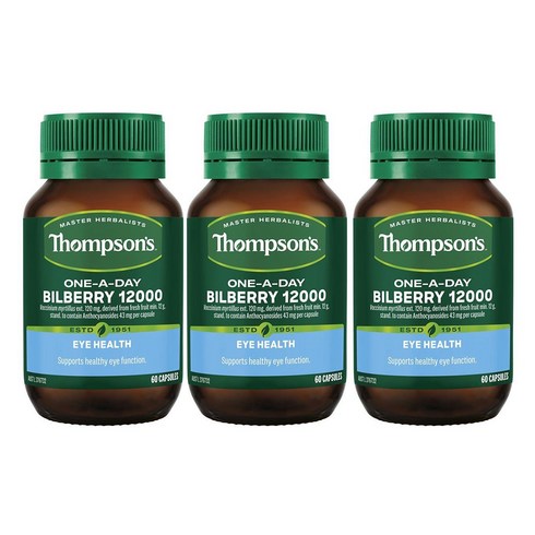 톰슨 빌베리 12000mg 60캡슐 3개/ Thompson's ONE-A-DAY Bilberry, 60정, 3개