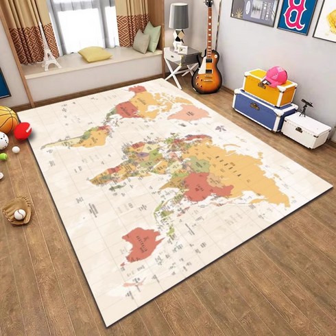 세계지도러그 미끄럼방지 극세사 단모 러그 발매트 카페트 놀이방 아이방 레트로 국기