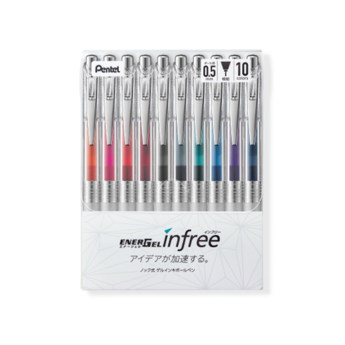 Pentel 에너겔 인프리 볼펜 10색 세트, 인프리 BLN75TL-10 0.5mm 10색 세트