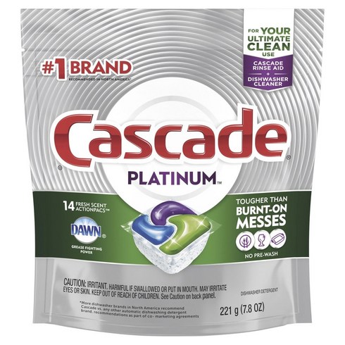 Cascade 플래티넘 액션팩 프레시 식기세척기용 세제, 221g, 1개