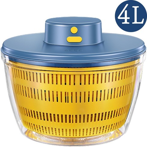 전동야채탈수기 - 소확행홈 야채탈수기 4L 대용량 전동 가정용 다용도 USB 충전식 쌍층 샐러드 야채탈수기 10초 급속 탈수 2가지색상 R53, blue, 블루