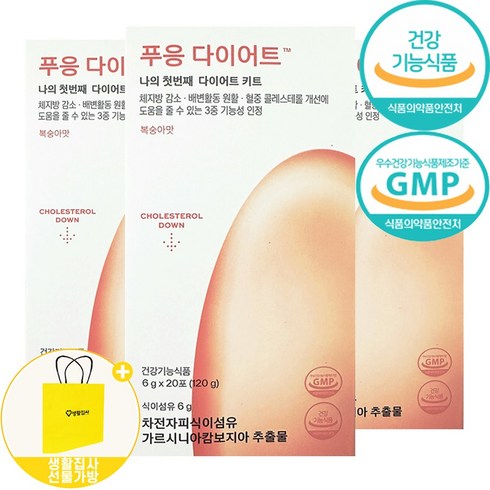 NEW Dr.blet 닥터블릿 푸응다이어트 복숭아맛 + 쇼핑백, 생활집사선물가방, 3박스, 20회분