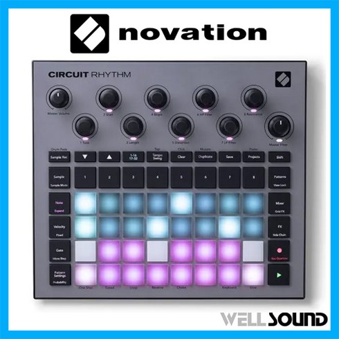 Novation Circuit Rhythm 노베이션 서킷 리듬 미디 장비 그루브 박스 홈레코딩 스튜디오 프로듀싱 시퀀스 디제이 샘플러 비트메이킹 미디 컨트롤러 미니 런치패드