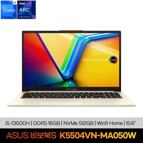 에이수스 2023 비보북 15X OLED 15.6 Arc A350M, K5504VN-MA050W, WIN11 Home, 16GB, 1TB, 코어i5, 크림화이트
