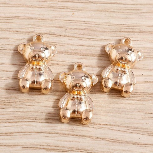 5PCS 합금 캐릭터 곰돌이 펜던트 액세서리 핸드메이드 액세서리 재료 DIY 귀걸이 목걸이 패션 장난감 목걸이 팔찌 걸이, 골드, 한 개