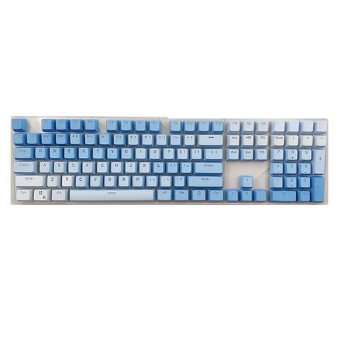 PBT GradientRainbow KeyCaps 사용자 정의 가능한 백라이트 키 캡 세트 OEM 프로파일 140pcs, Frost Blue Gradient, 일반형
