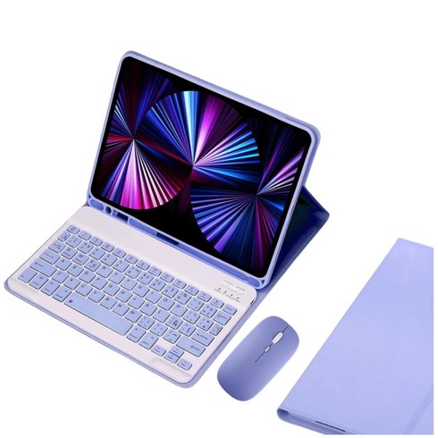GATETOCN 적용 갤럭시 한글각인 키보드 케이스+ 마우스, 퍼플, 갤럭시 탭 A8 10.5 X200