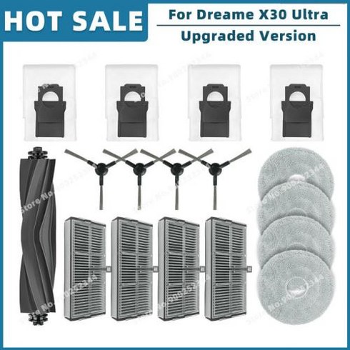 호환 Dreame L10s Pro Ultra Heat X30 Ultra X30 Pro 교체 부품 액세서리 메인 사이드 브러시 필터 걸레 먼지 봉투, 3) Set C, 01 Set C