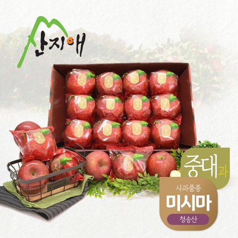 [산지애] [2023년산] 씻어나온 꿀사과 3kg 1box (중대과) / 청송산 미시마, 1개