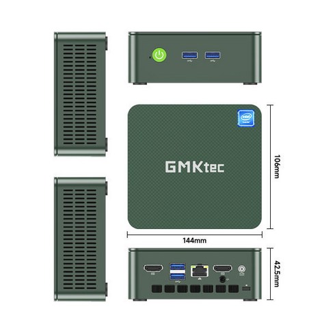 GMKtec GMK G3 미니PC 소형 데스크탑 컴퓨터 본체 인텔 12세대 코어 N100 WIN11 PRO, 그린-NO RAM/SSD